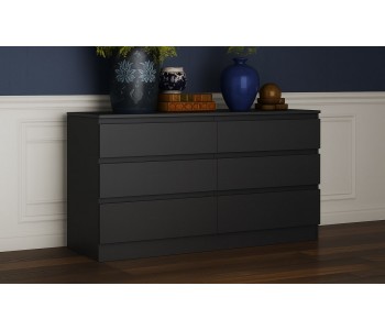 Комод "Мальм" 6 ящиков графит (Ориноко)